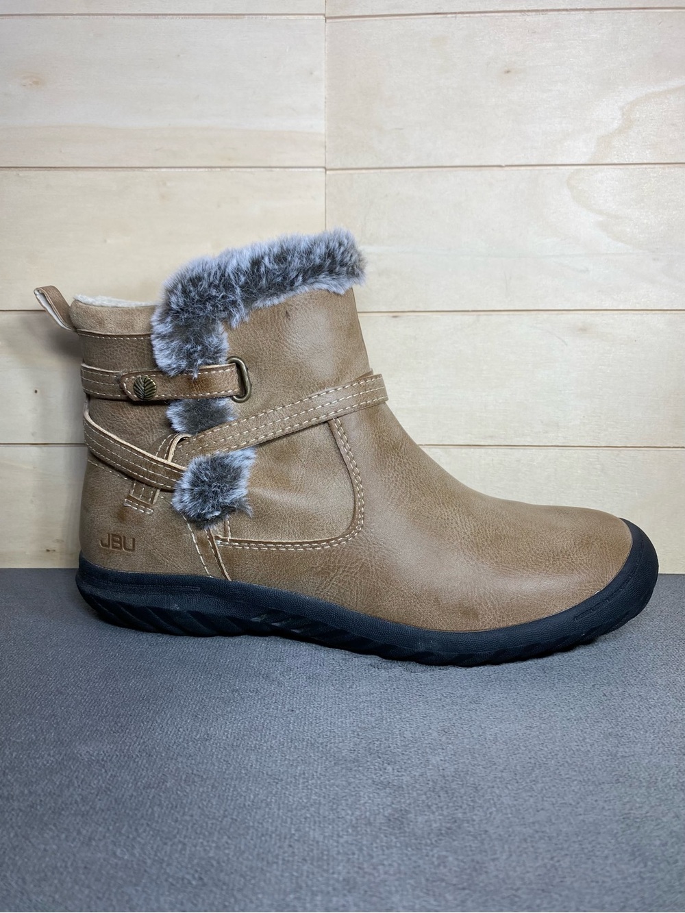 JBU Dolce Boots Brown Women's Size 8 M Memory Foam Shoes Faux Fur